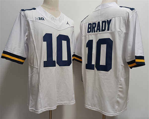 Men's Michigan Wolverines #10 Tom Brady Nike 2023 F.U.S.E. Elite White College Football Game Jersey