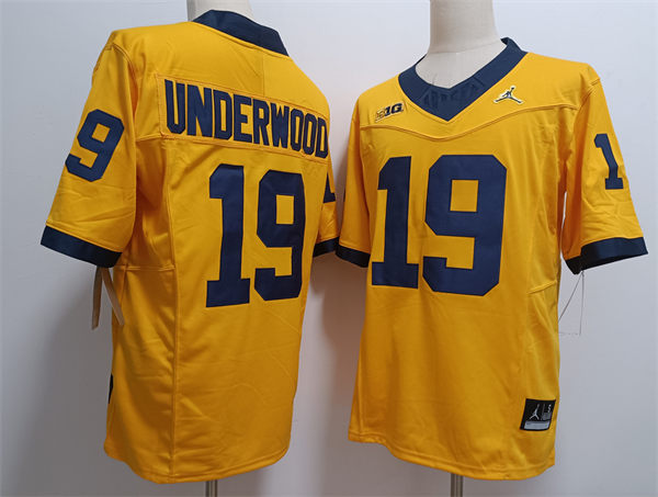 Mens Michigan Wolverines #19 Bryce Underwood F.U.S.E. Maize College Football Game Jersey