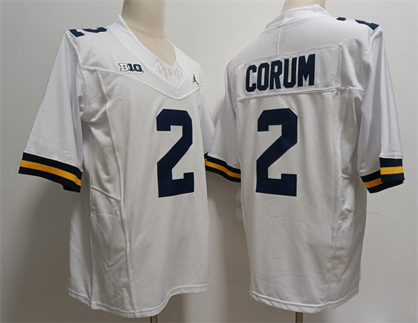 Mens Michigan Wolverines #2 Blake Corum Nike 2023 F.U.S.E. Limited White College Football Game Jersey