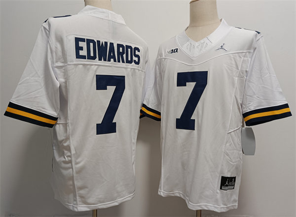 Mens Michigan Wolverines #7 Donovan Edwards Jordan Brand White College Football Game Jersey