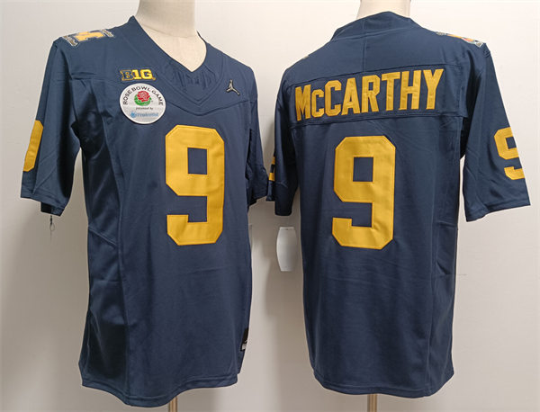 Men's Michigan Wolverines #9 J.J. Mccarthy F.U.S.E. 2024 ROSE BOWL UNIFORM Football Game Jersey Navy