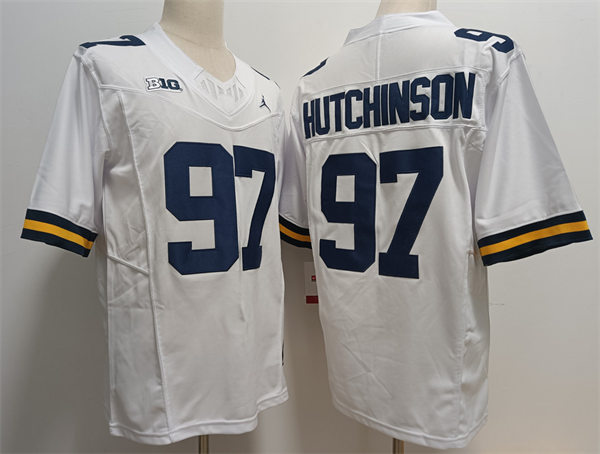 Men's Michigan Wolverines #97 Aidan Hutchinson  Nike 2023 F.U.S.E. Elite White College Football Game Jersey