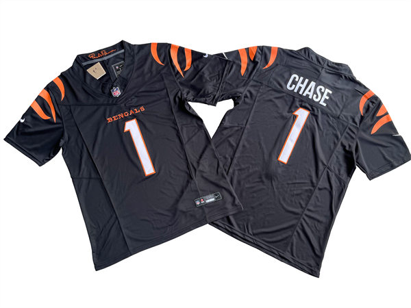 Men's Cincinnati Bengals #1 Ja'Marr Chase Nike Black 2023 F.U.S.E. Vapor Limited Jersey