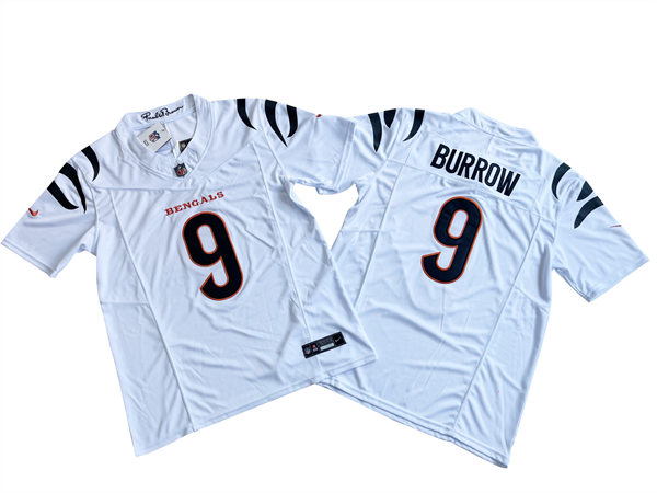 Men's Cincinnati Bengals #9 Joe Burrow Nike White 2023 F.U.S.E. Vapor Limited Jersey