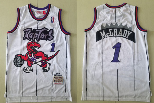 Men's Toronto Raptors #1 Tracy McGrady 1998-99 White Mitchell & Ness Hardwood Classic Jersey