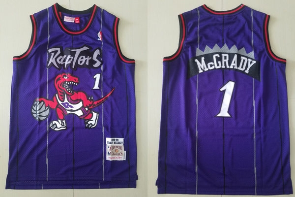 Mens Toronto Raptors #1 Tracy McGrady 1998-99 Purple Mitchell & Ness Hardwood Classic Jersey