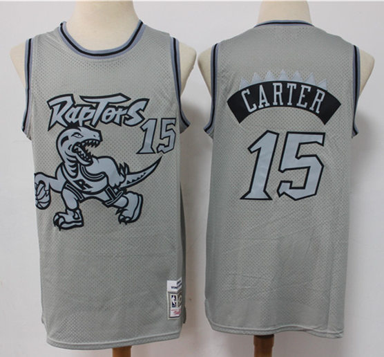 Mens Toronto Raptors #15 Vince Carter 1998-99 Grey Mesh Mitchell & Ness Hardwood Classic Jersey