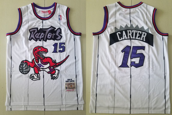 Men's Toronto Raptors #15 Vince Carter White 1998-99 Mitchell & Ness Hardwood Classics Jersey