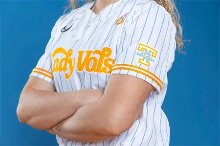 Tennessee Lady Volunteers Custom White Pinstripe two-Button Pullover Softball Game Jersey