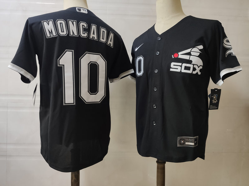 Men's Chicago White Sox #10 Yoan Moncada Nike Black Retro Game Jersey