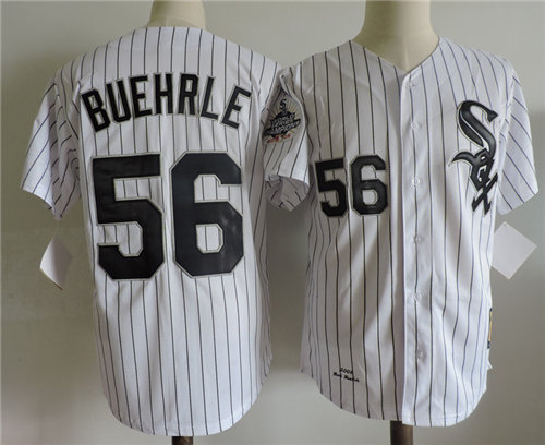 Men's Chicago White Sox #56 MARK BUEHRLE Home White 2005 WORLD SERIES Baseball Jersey