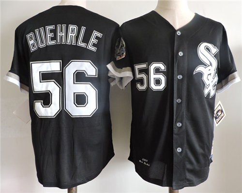 Men's Chicago White Sox #56 MARK BUEHRLE Black 2005 WORLD SERIES Baseball Jersey