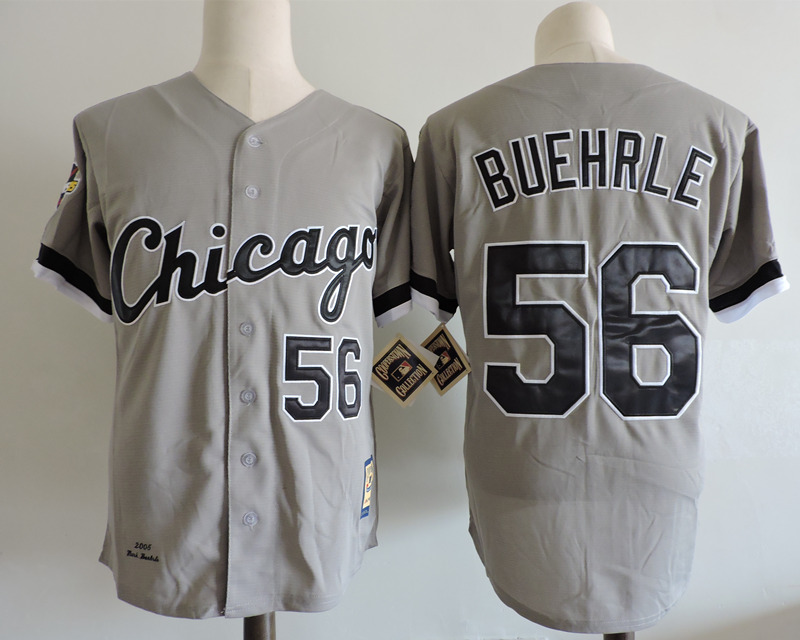 Men's Chicago White Sox #56 MARK BUEHRLE Road Gray 2005 WORLD SERIES Baseball Jersey