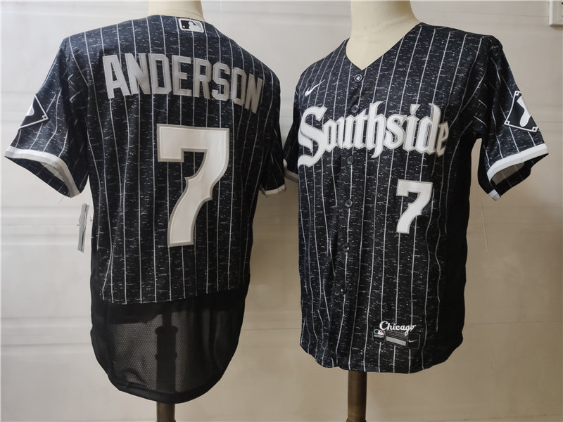 Men's Chicago White Sox #7 Tim Anderson Stitched Nike Black 2021 MLB FlexBase City Connect Jersey