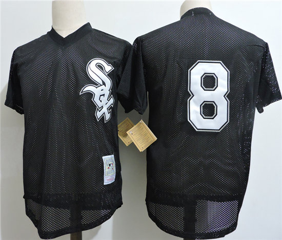 Men's Chicago White Sox #8 Bo Jackson Mesh BP Black Throwback Jersey