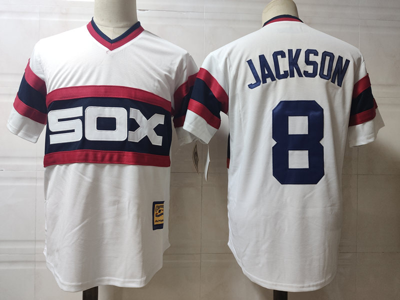 Men's Chicago White Sox Retired Player #8 Bo Jackson White Pullover Stitched MLB Majestic Cooperstown Jersey
