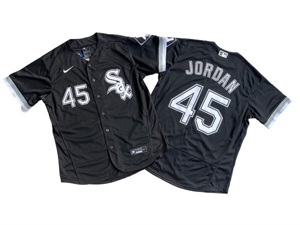Men's Chicago White Sox Retired Player #45 Michael Jordan Nike Black Alternate MLB Flex Base Jersey