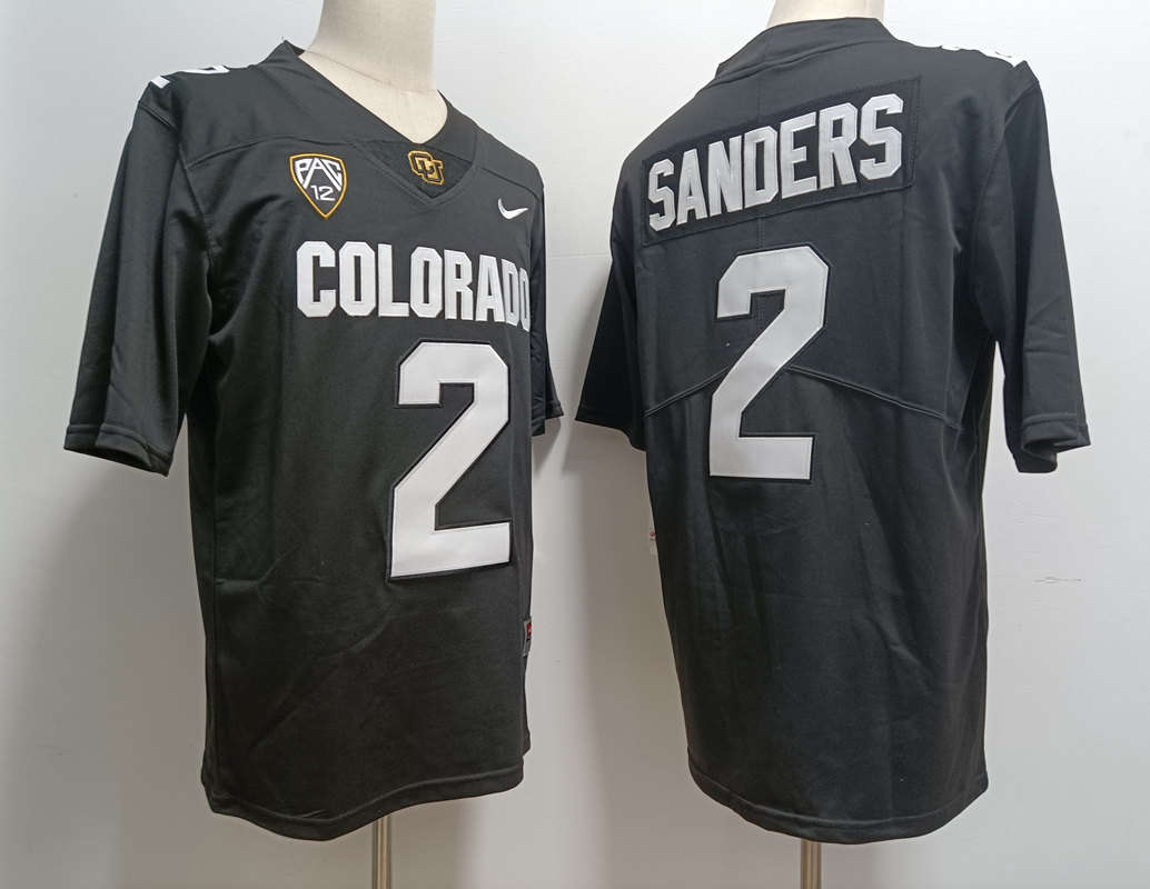 Mens Colorado Buffaloes #2 Shedeur Sanders 2023 Black Football Jersey