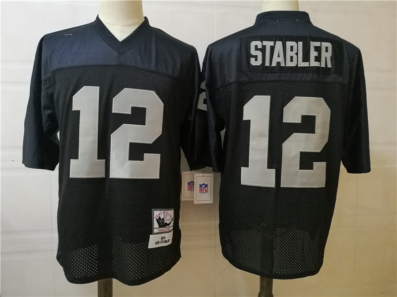 Oakland Raiders #12 Ken Stabler Black Throwback Jersey
