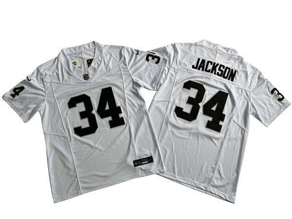 Men's Las Vegas Raiders Retired Player #34 Bo Jackson Nike White 2023 F.U.S.E. Vapor Limited Jersey