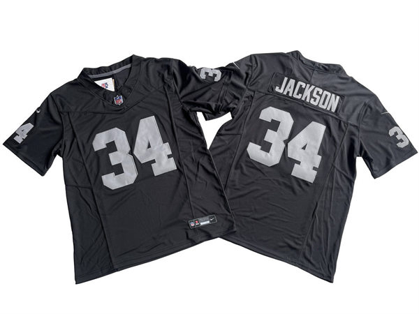 Men's Las Vegas Raiders Retired Player #34 Bo Jackson  Nike Black 2023 F.U.S.E. Vapor Limited Jersey