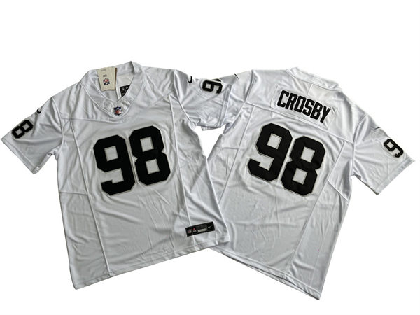 Men's Las Vegas Raiders #98 Maxx Crosby Nike White 2023 F.U.S.E. Vapor Limited Jersey