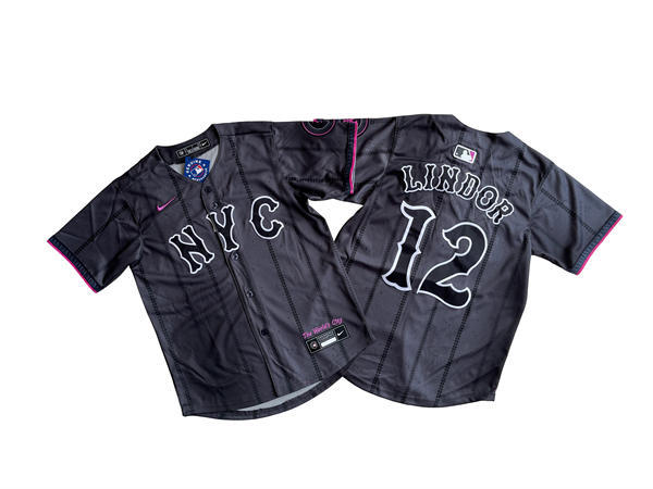 Youth New York Mets #12 Francisco Lindor Nike Graphite 2024 City Connect Limited Jersey