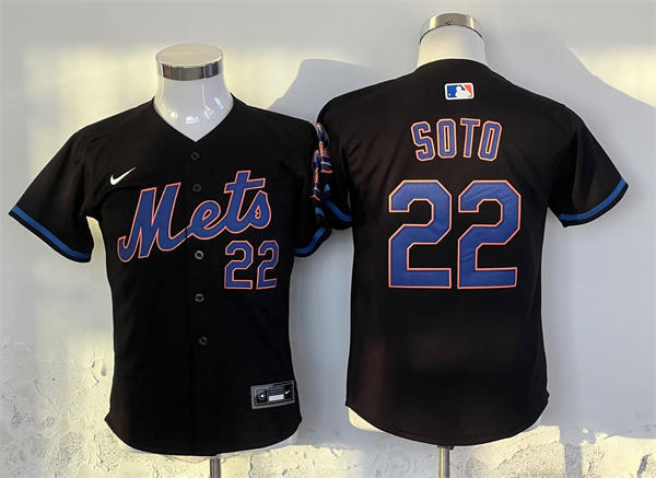 Youth New York Mets #22 Juan Soto Nike Black Alternate Limited Jersey