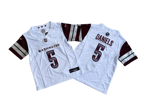 Youth Washington Commanders #5 Jayden Daniels Nike White Away F.U.S.E. Limited Jersey