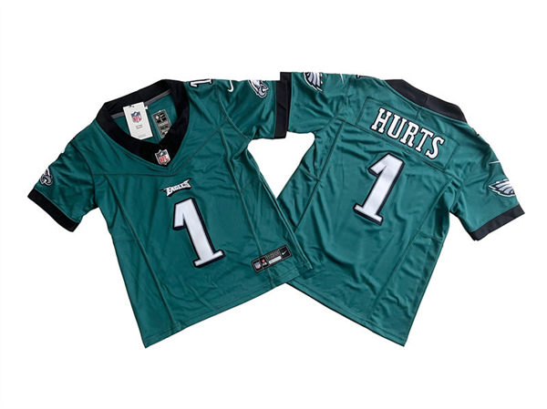 Youth Philadelphia Eagles #1 Jalen Hurts Nike Midnight Green Team Color NFL Jersey