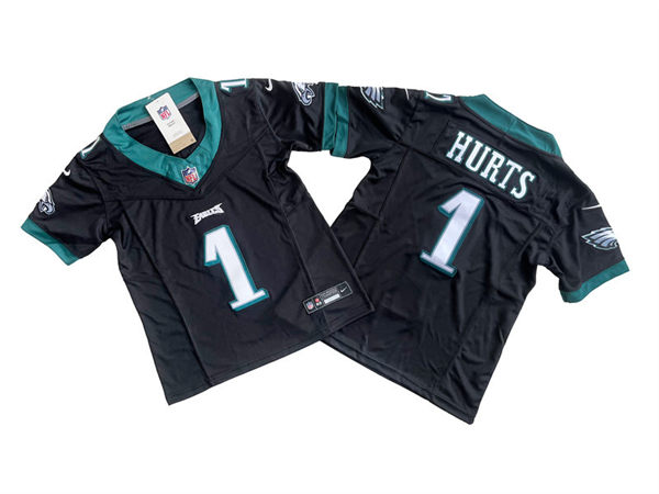 Youth Philadelphia Eagles #1 Jalen Hurts Stitched Nike Black Limited Jersey
