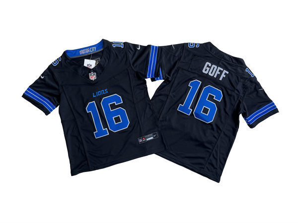Youth Detroit Lions #16 Jared Goff Nike 2024 Black 2nd Alternate Limited Jersey