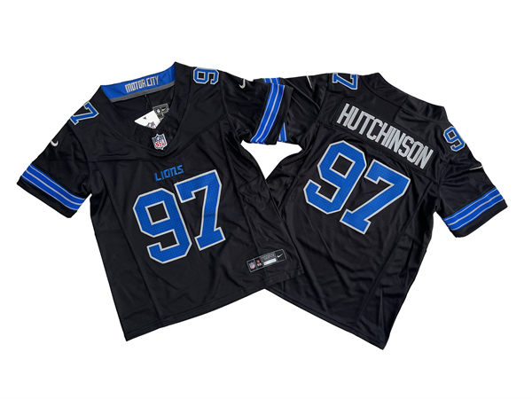 Youth Detroit Lions #97 Aidan Hutchinson Nike 2024 Black 2nd Alternate Limited Jersey