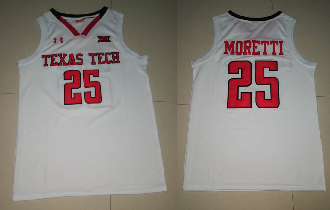Mens Texas Tech Red Raiders #25 Davide Moretti Under Armour White Basketball Jersey