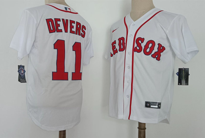 Mens Boston Red Sox #11 Rafael Devers Nike White Home Cool Base Jersey