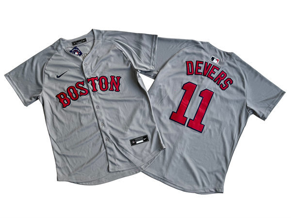 Mens Boston Red Sox #11 Rafael Devers Nike Road Grey Cool Base Jersey