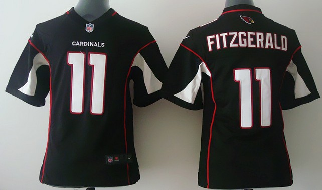 Kid's Arizona Cardinals #11 Larry Fitzgerald Black Nik Game Jersey