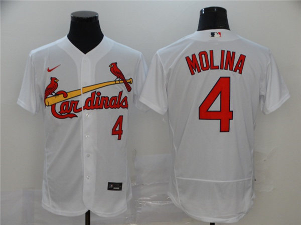 Men's St. Louis Cardinals #4 Yadier Molina Nike White Home Flex Base Player Jersey