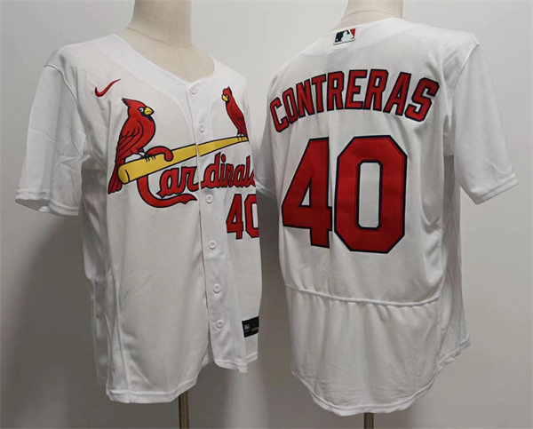 Mens St. Louis Cardinals #40 Willson Contreras Nike White Home FlexBase Jersey