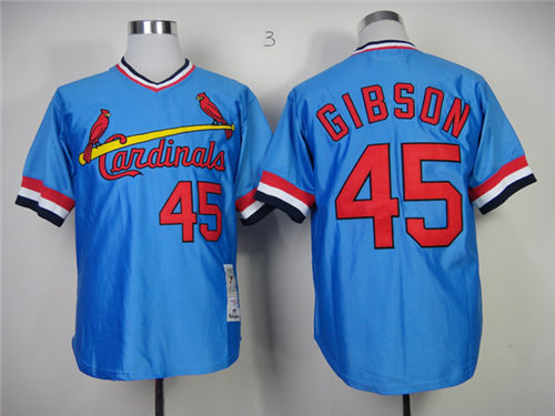 Men's St.Louis Cardinals #45 Bob Gibson 1964 Blue Pullover Throwback Jersey