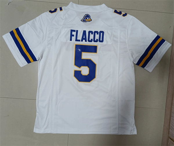 Delaware Fightin' Blue Hens #5 Joe Flacco Adidas White College Football Game Jersey Delaware Fightin' Blue Hens #5 Joe Flacco Adidas White College Football Game Jersey