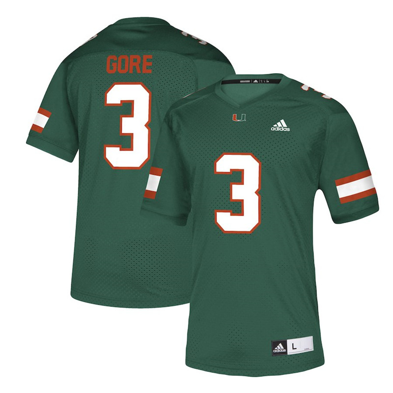 Mens Miami Hurricanes #3 Frank Gore Adidas Green Alumni Football Jersey