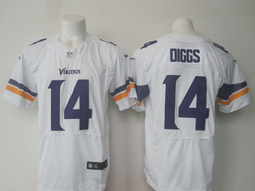 Men's Minnesota Vikings #14 Stefon Diggs White Road NFL Nike Elite Jersey