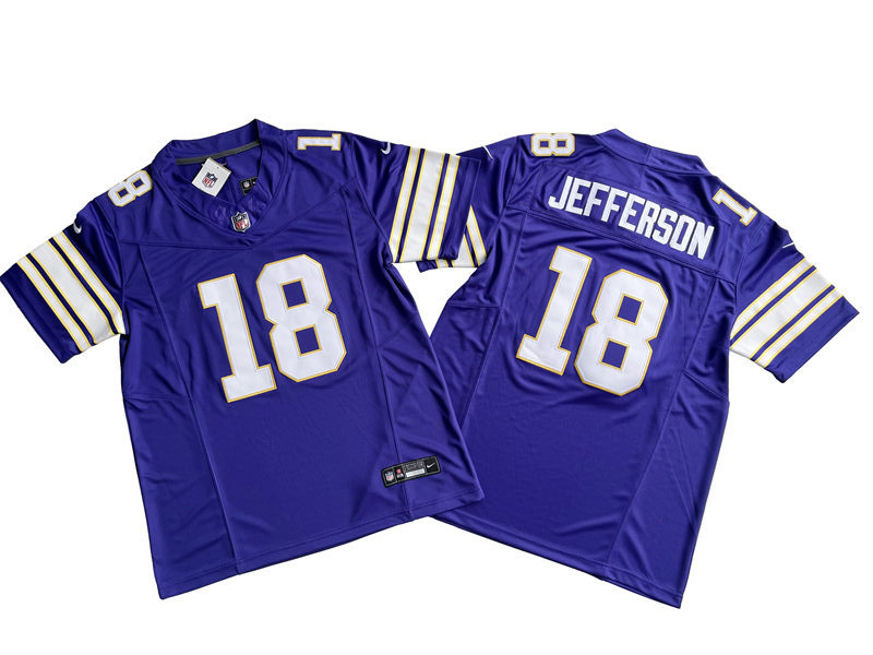 Men's Minnesota Vikings #18 Justin Jefferson Purple Classic F.U.S.E. Limited Jersey
