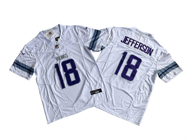 Men's Minnesota Vikings #18 Justin Jefferson Nike White Alternate Vapor F.U.S.E. Winter Warrior Limited Jersey