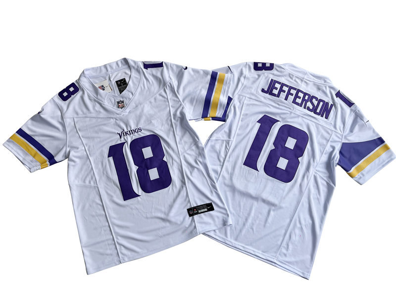 Men's Minnesota Vikings #18 Justin Jefferson Nike White 2023 F.U.S.E. Vapor Limited Jersey