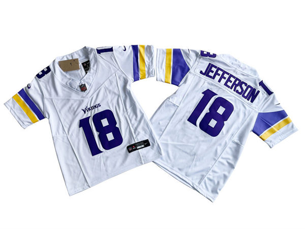 Youth Minnesota Vikings #18 Justin Jefferson Nike White Vapor F.U.S.E. Limited Jersey