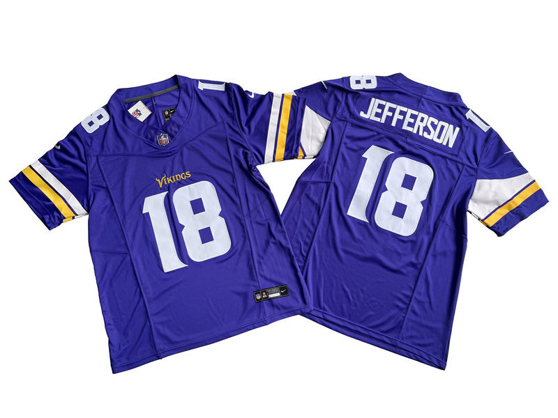 Men's Minnesota Vikings #18 Justin Jefferson Nike Purple 2023 F.U.S.E. Vapor Limited Jersey