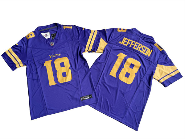 Men's Minnesota Vikings #18 Justin Jefferson Nike Purple NFL Color Rush 2023 F.U.S.E. Vapor Limited Jersey