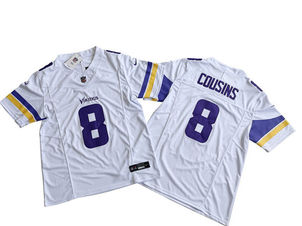 Men's Minnesota Vikings #8 Kirk Cousins Nike White 2023 F.U.S.E. Vapor Limited Jersey